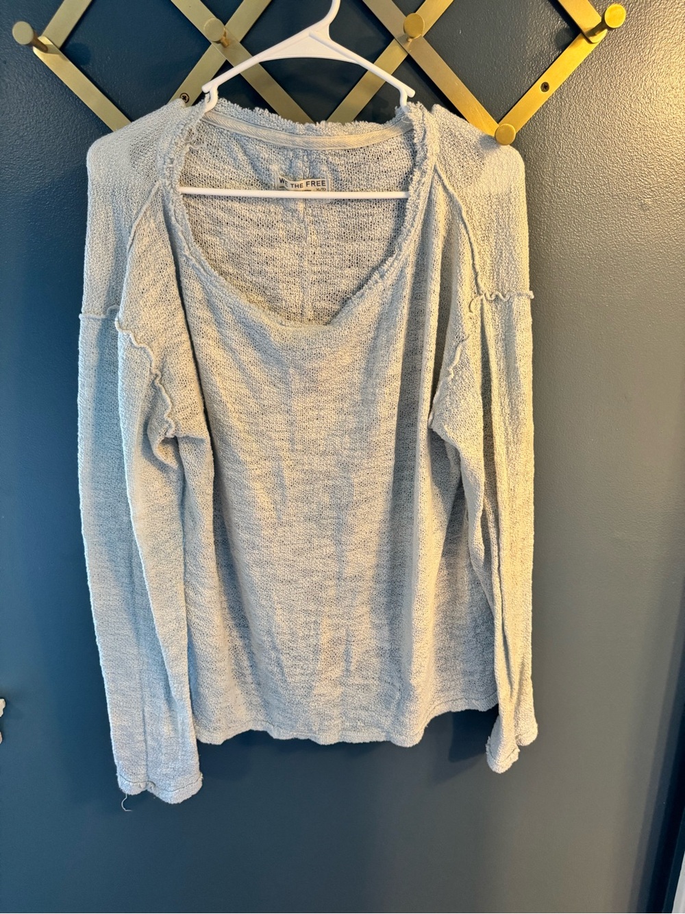 We The Free Light Gray Slouchy Knit Sweatshirt